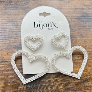 Bijoux Bar Sparkling Silver Heart Earrings